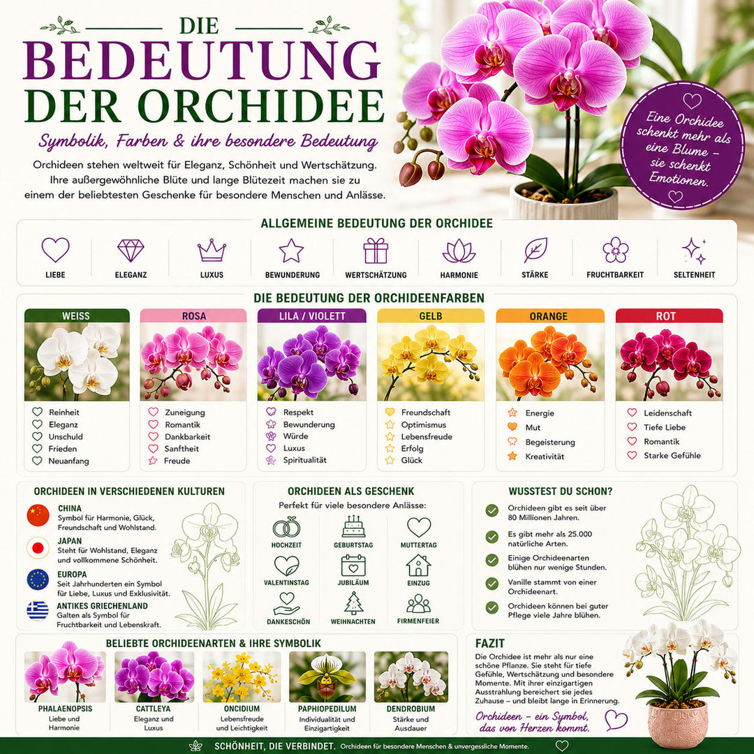Bedeutung der Orchidee – Symbolik, Farben und die besondere Bedeutung der eleganten ✓ Blume