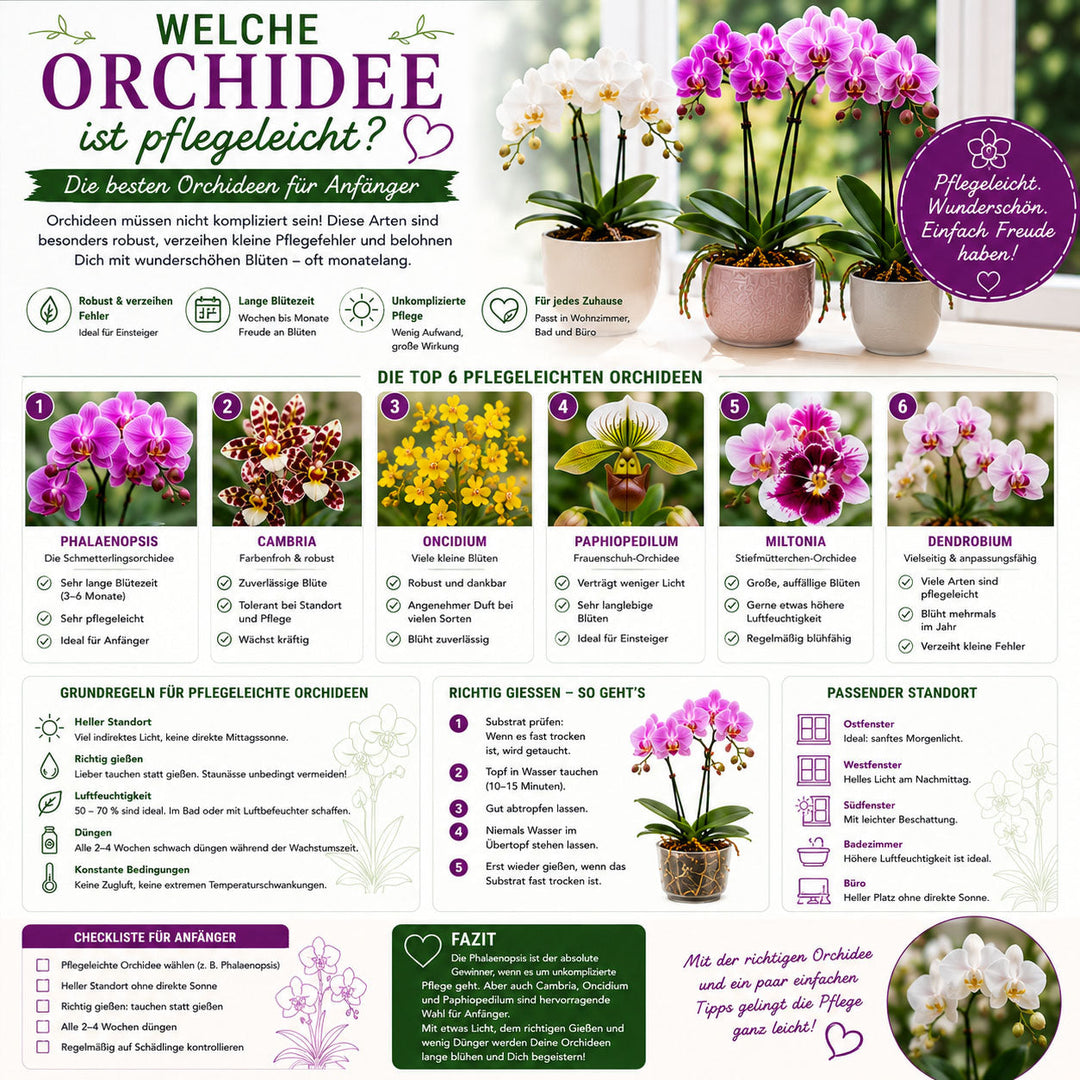 Welche Orchidee ist pflegeleicht? Die besten Orchideen für Anfänger und unkomplizierte Pflege ✓