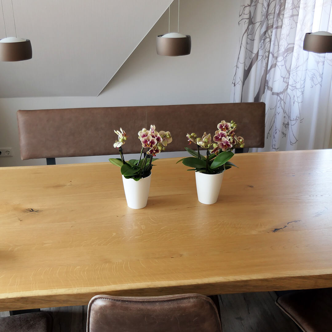 Rötlich | Gelb gepunktetes Orchideen 2er Paket + Übertöpfe